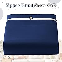 Vista 7 de SiinvdaBZX Sábana bajera ajustable con cremallera solo tamaño Queen, funda de colchón de microfibra ultrasuave con cremallera, protector de sábana