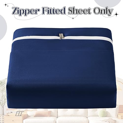 Miniatura 7 de SiinvdaBZX Sábana bajera ajustable con cremallera solo tamaño Queen, funda de colchón de microfibra ultrasuave con cremallera, protector de sábana