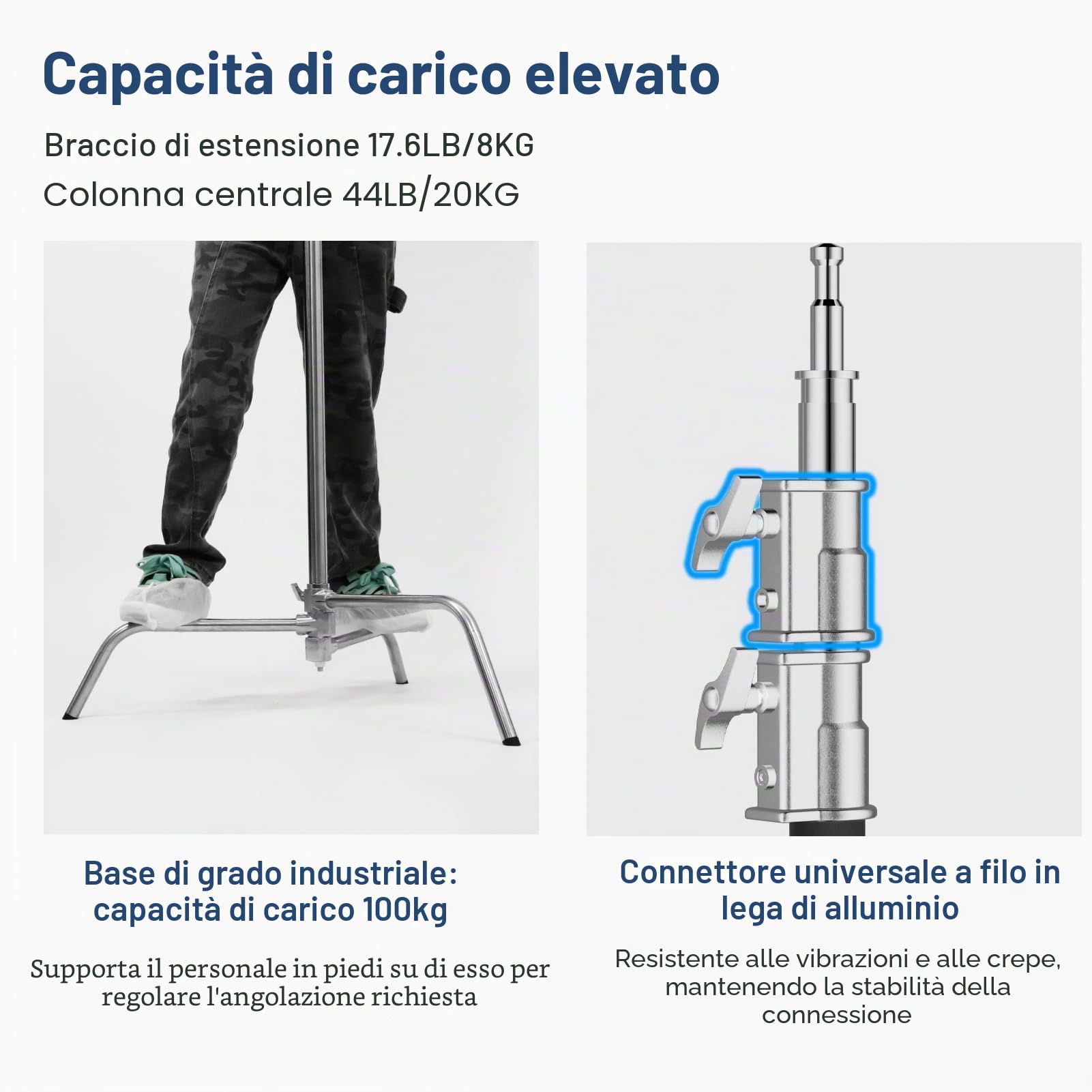 EMART C Stand 330cm, Stativo Fotografico Regolabile In Acciaio Con Braccio Da 126cm E Snodo Sferico - 4
