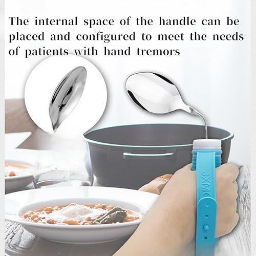 Miniatura 5 de DEEYOTA Utensilios adaptativos, utensilios ponderados para temblores de manos, Parkinson ayudas para vivir, adecuados para ancianos, discapacitados