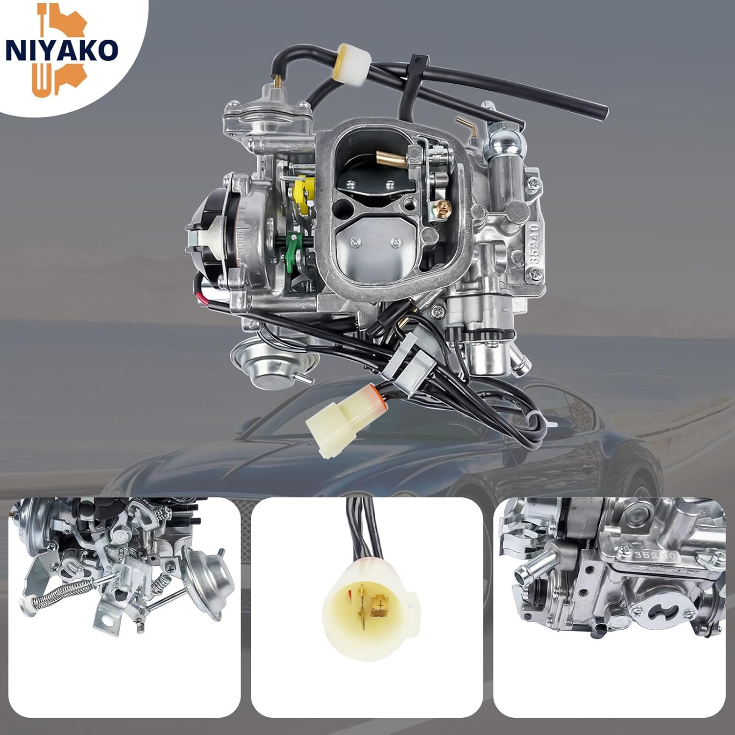 2 - Barrel Carburetor for T'oyota Pickup 22R Engine (1981-1986, First Six Months of 1987) with Round Plug Connector and Automatic Choke TOY-505 TOY-507 (35290/2.4L 2366cc/ C4036)