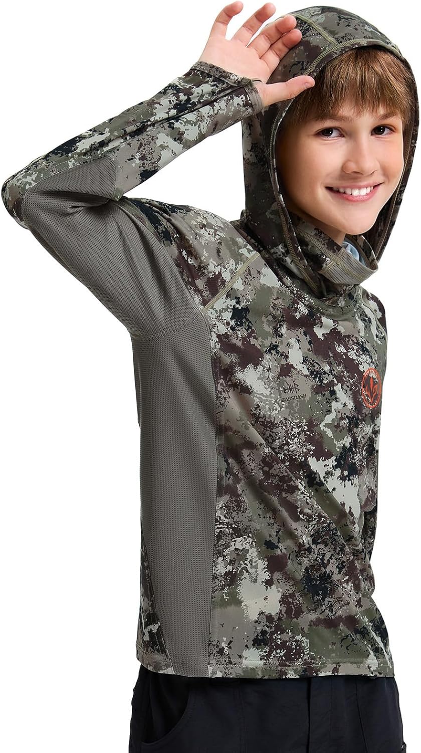 BASSDASH Youth UPF 50+ Camo Hunting Hoodie Shirt with Neck Gaiter Quick Dry Long Sleeve Hooded Tee for Fishing Hiking FS02Y - Image 2