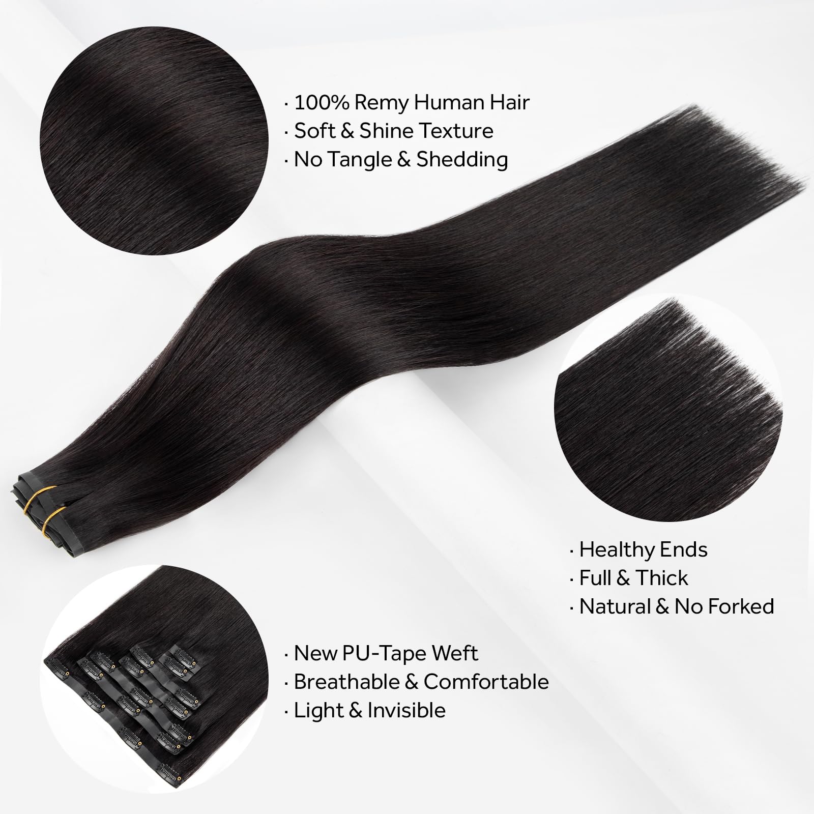 SOBEAUTY Clip in Hair Extensions, Real Human Hair Extensions, 100% Human Hair Remy Volume Hair Extension - Image 3