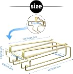 Wine Glass Rack Under Cabinet, Drilling Free No Screw Steamware Holder Under Shelf Metal Wine Glasses Holders 304 Stainless Steel Hanger Storage Organizer Hanging Glass Fit for Bar Kitchen 2 Rows Gold