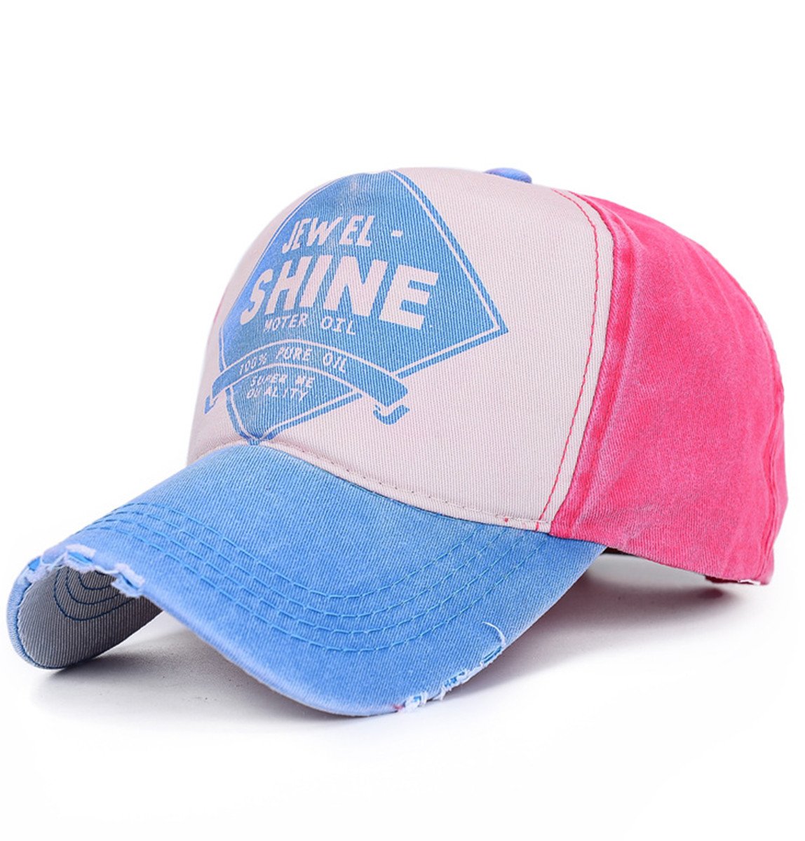Thenice Men's Light Blue Vintage Trucker Cap Distressed Gas Oil Print Baseball Hat (Light Blue)