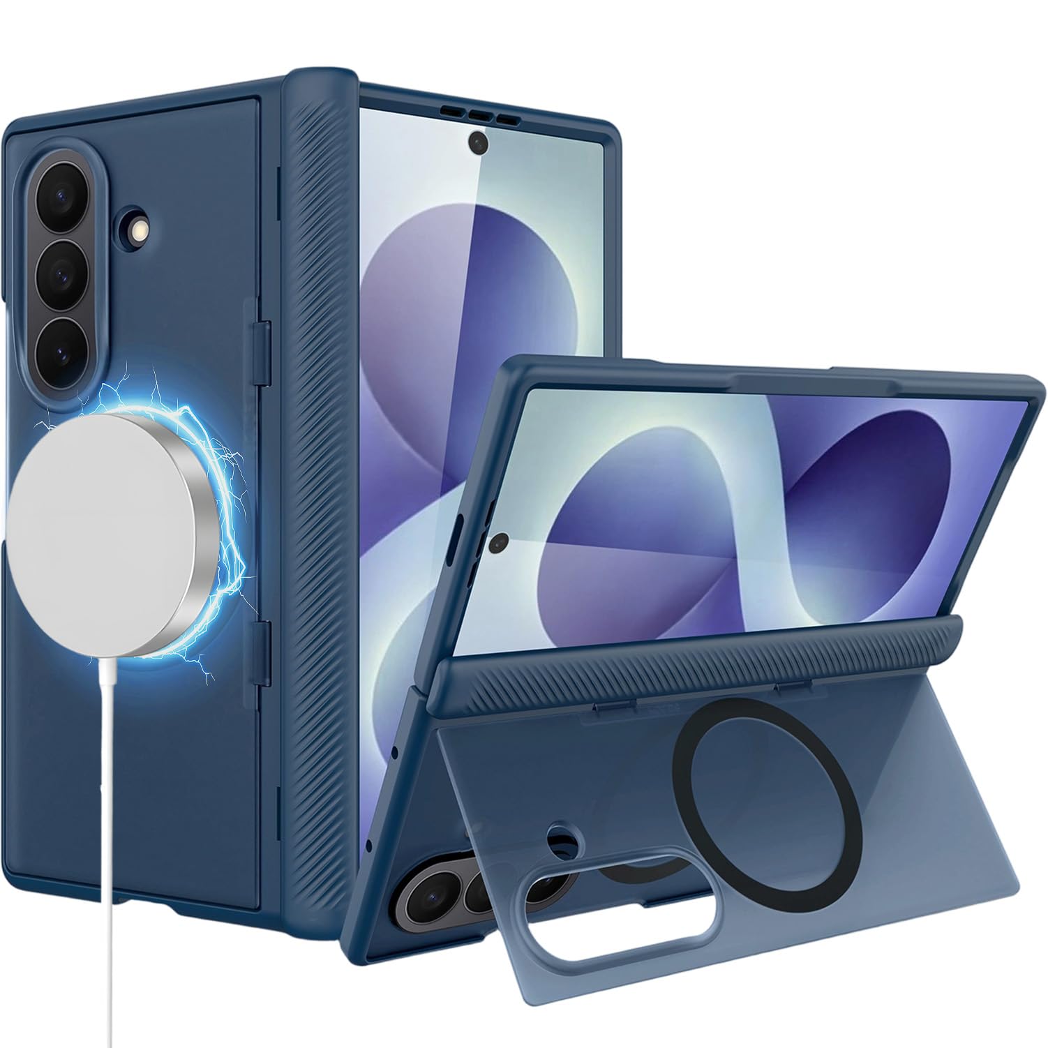 NINKI Funda con función atril para Samsung Galaxy Z Fold 8 Ultra compatible con Magsafe, funda protectora de pantalla con bisagra trasera transparente resistente para Samsung Z Fold 8 Ultra, funda con