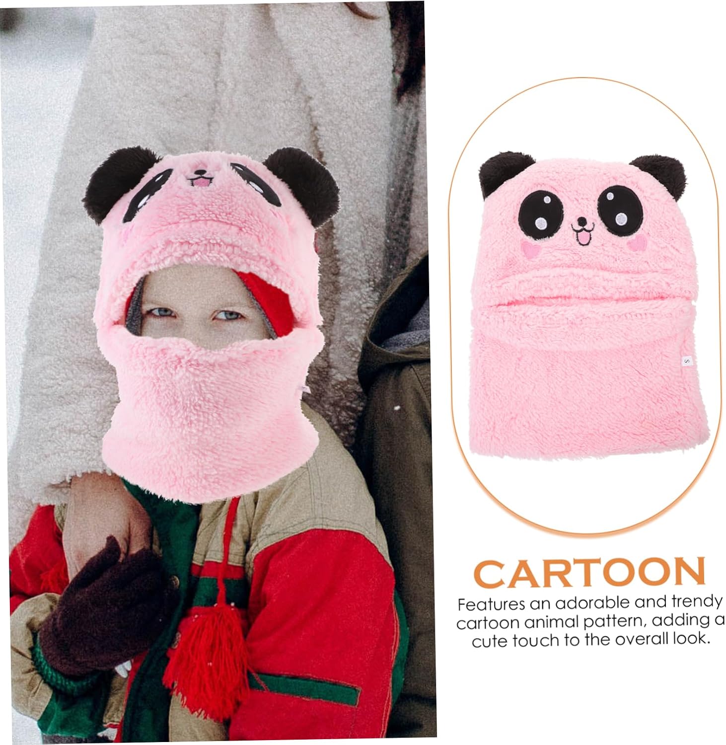 Vaguelly Cartoon Animal Pattern Boys and Girls Scarf Years Old Boys Girls Warm Hooded Hat Winter Neck Warmer