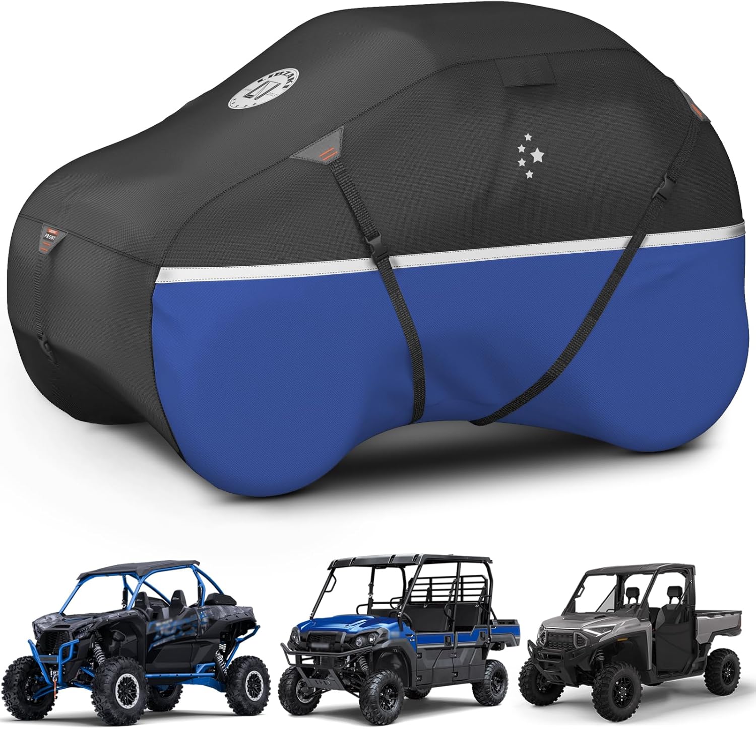 LIBZAKI UTV Covers,420D Heavy Duty Waterproof UTV Cover 2-3 Seaters/4-6 Seaters for Polaris Ranger RZR PRO XP 4 Yamaha Rhino Can-Am Defender Pioneer Kawasaki Mule Sxs Teryx Black/Blue-M