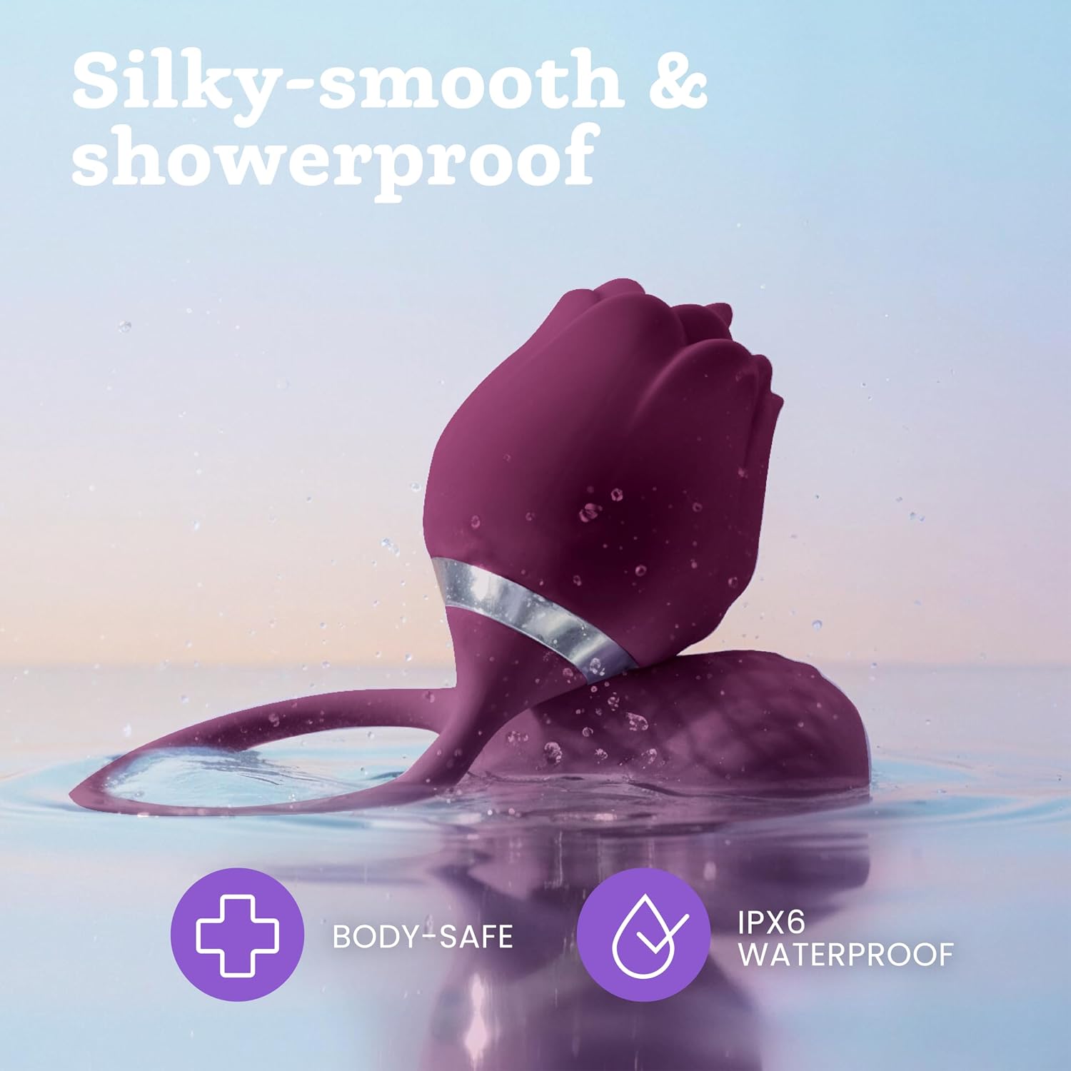 2-in-1 Rose Toy Vibrator Dildo - Vibrating Dildo, G Spot Vibrators, Clitoral Rose Sex Toy for Women, Adult Toys with 10 Vibration Modes, Showerproof & USB Rechargeable Sex Toys for Women (Deep Purple)