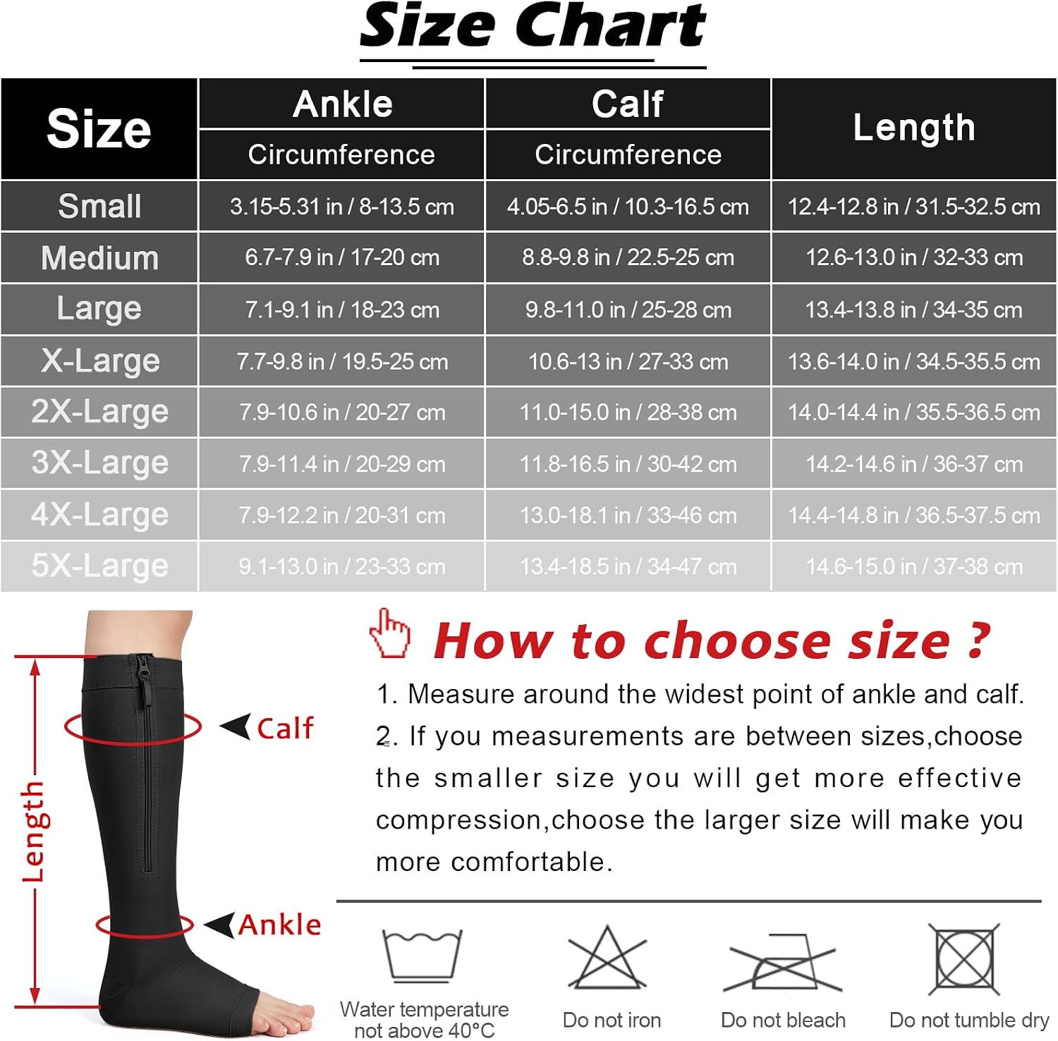 Ailaka Zipper 20-30 mmHg Compression Socks for Women & Men, Knee High Open Toe