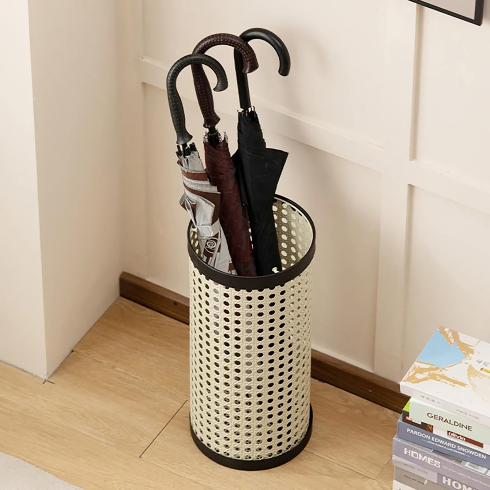 Porte-parapluie à grille portable et rond avec système de séchage rapide