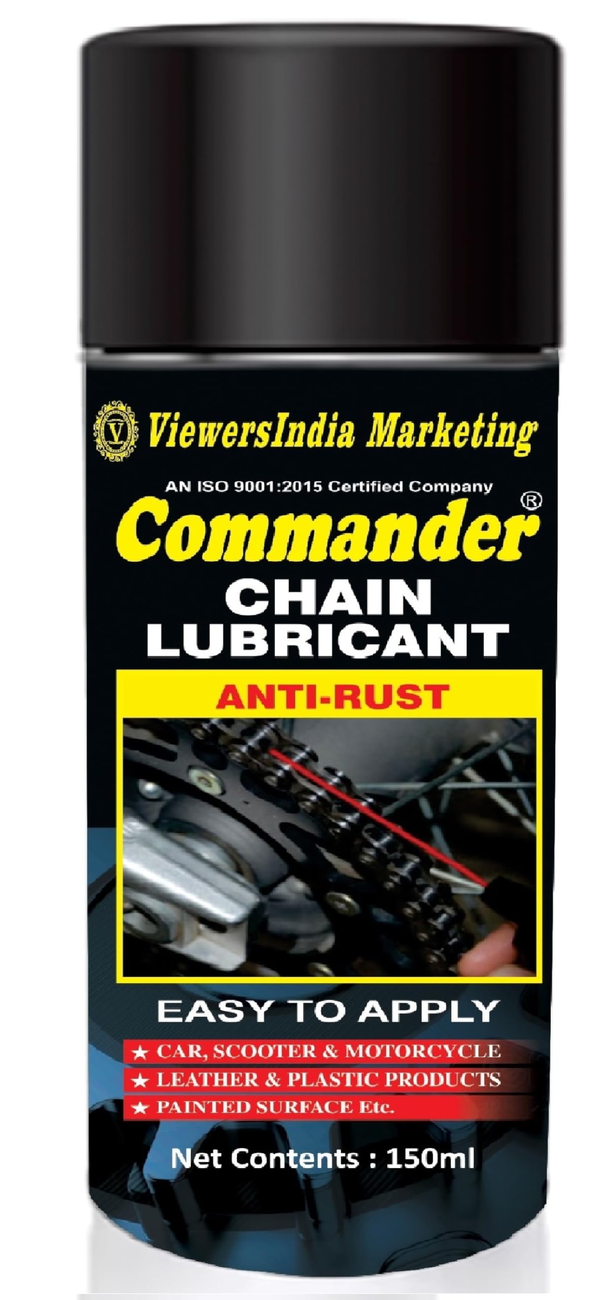Chain Lubrication Spray,Protects All Types of Chain, Chain Lubricant Spray & Chain Cleaner Spray, All Purpose Cable Lubricant Oil for Bike Motorcycle Bicycle and Household Accessories (150ML)-image-2