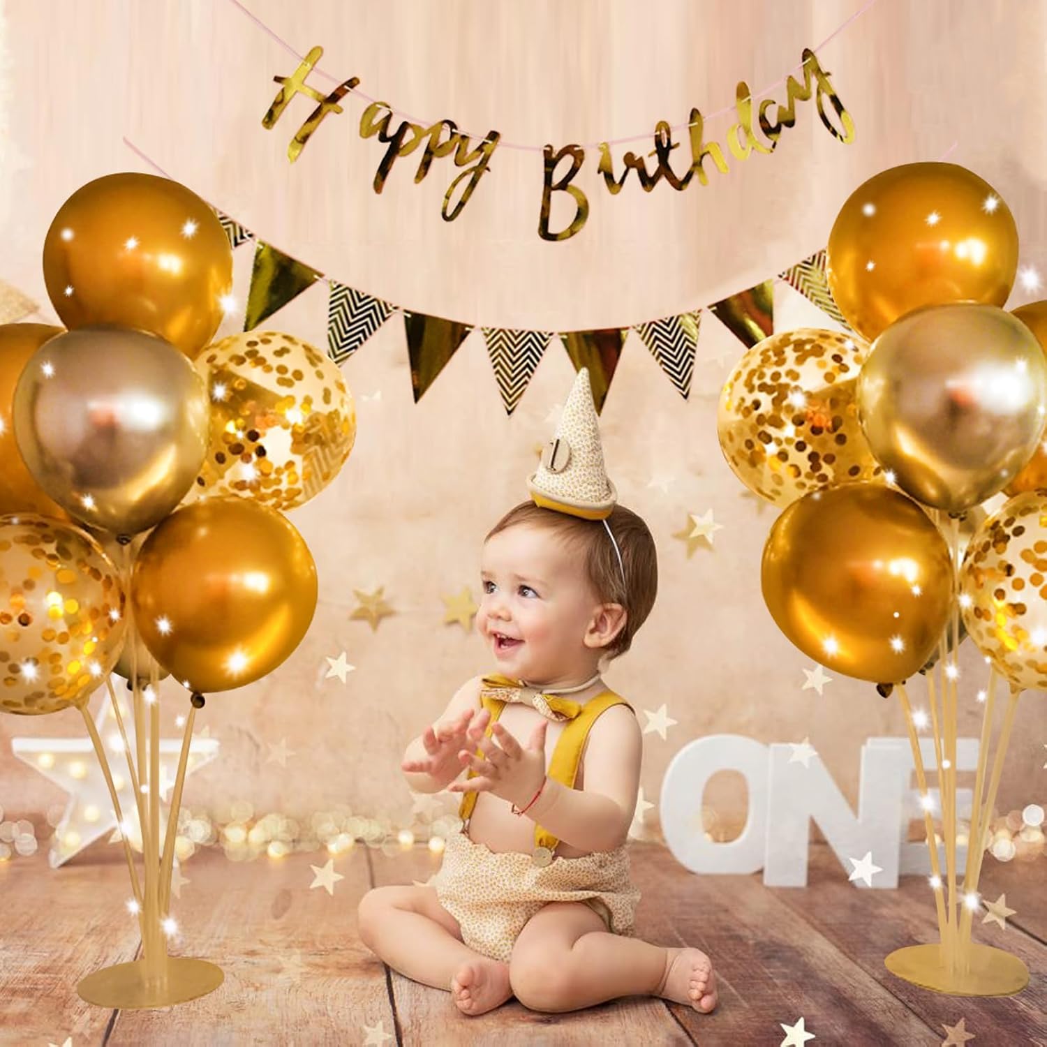 PRATYUS 風船誕生日パーティーバルーンセット バルーンスタンド ホルダー HappyBirthDayガーランド 誕生日デコレーション スターライトバースデー飾り【ゴルード】