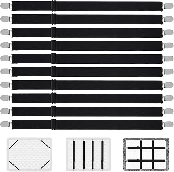 KOXXIAMOQ tendeurs noirs pour drap, 10 pièces