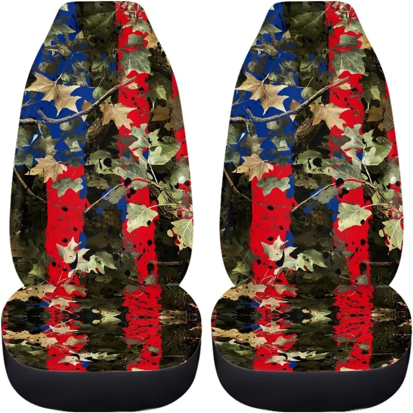 American Flag Patriot Car Accessories for Women Men Camo Hunting Car Seat Covers Front Seats Only Auto Interior Decor Seat Cushion Protector Universal Fit Truck SUV Van Sedan
