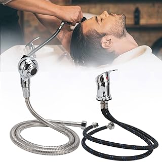 Salon Shampoo Bowl Faucet and Sprayer Kit Shampoo Bed Chair Faucet 70cm Pipe Hot Cold Water 120cm Soft Hose Shower Head for Hair Salon