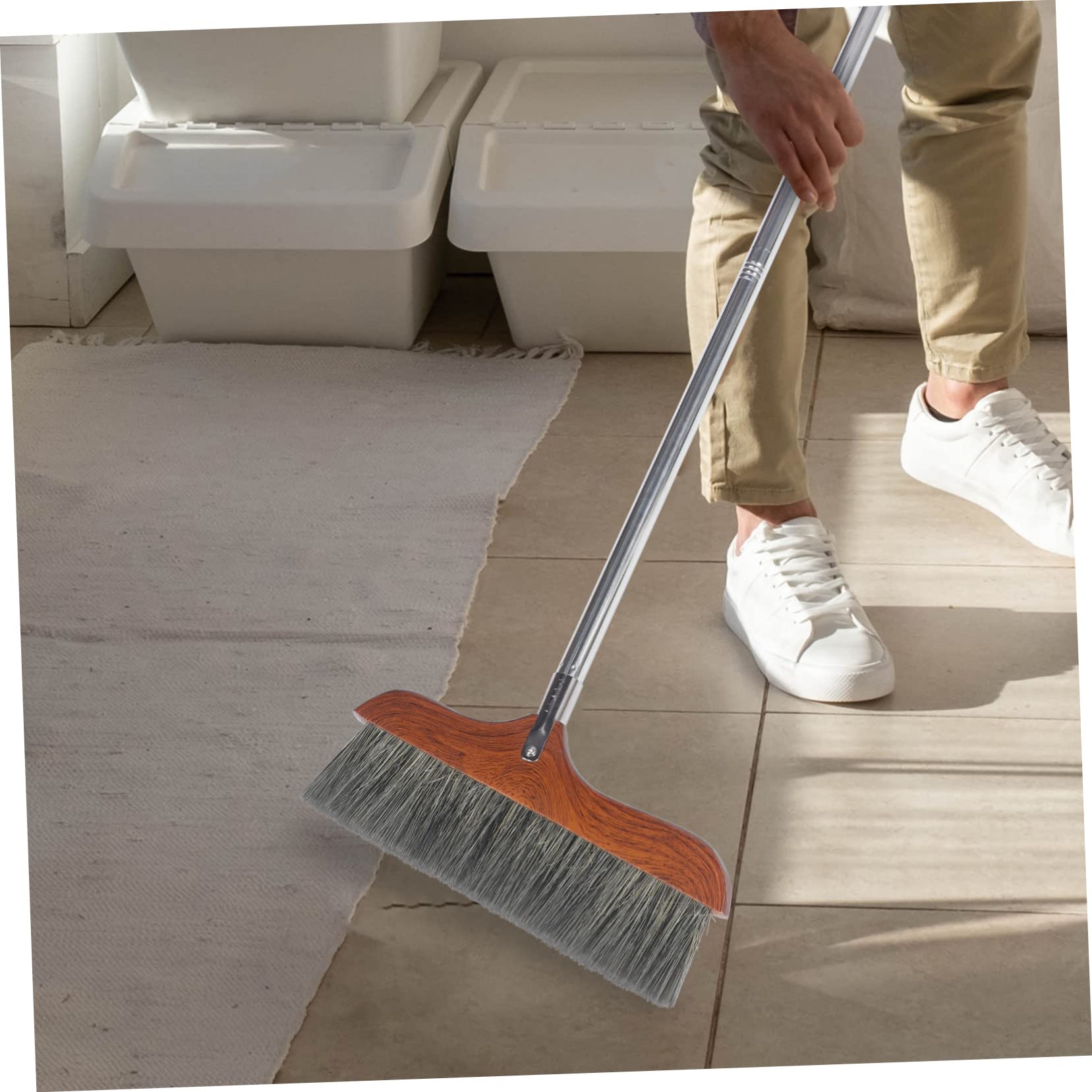 Balai Brosse à Poils Souples Kleeneze - Manche Extensible 120cm Pour Sols Durs