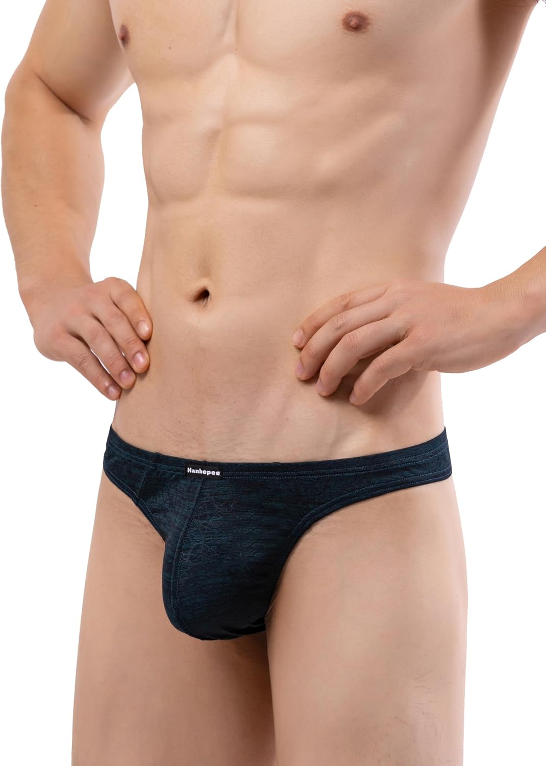 Men's Sexy Thong Breathable Panties Low Rise Stretch T-back Hipster Underwear - Image 4