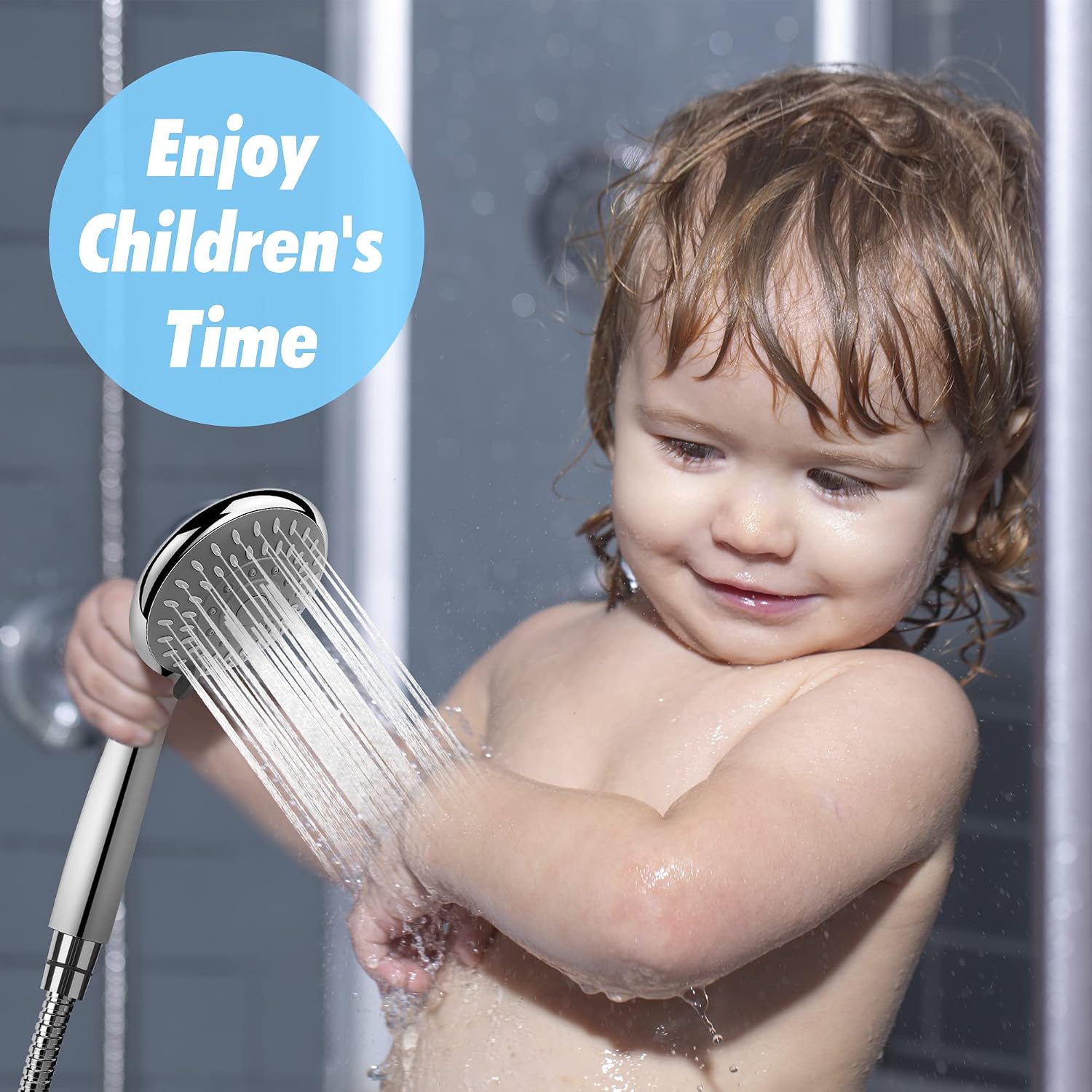 Shower Head, Arespark 5-Settings 4.1" Chrome Face High Pressure Handheld Shower Head