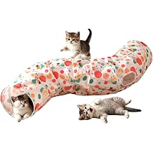 Cat Tunnel with Cat Toy Ball, Collapsible S Shape Cat Tunnel, Cat Tunnels for Indoor Cats, Foldable Cat Tunnel Cat Tube Toys for Bunny, Guinea Pig, Ferrets, Puppy