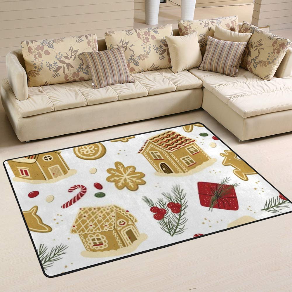 Tapis de Noël pain d'épices 60x39" : grand tapis festif pour salon