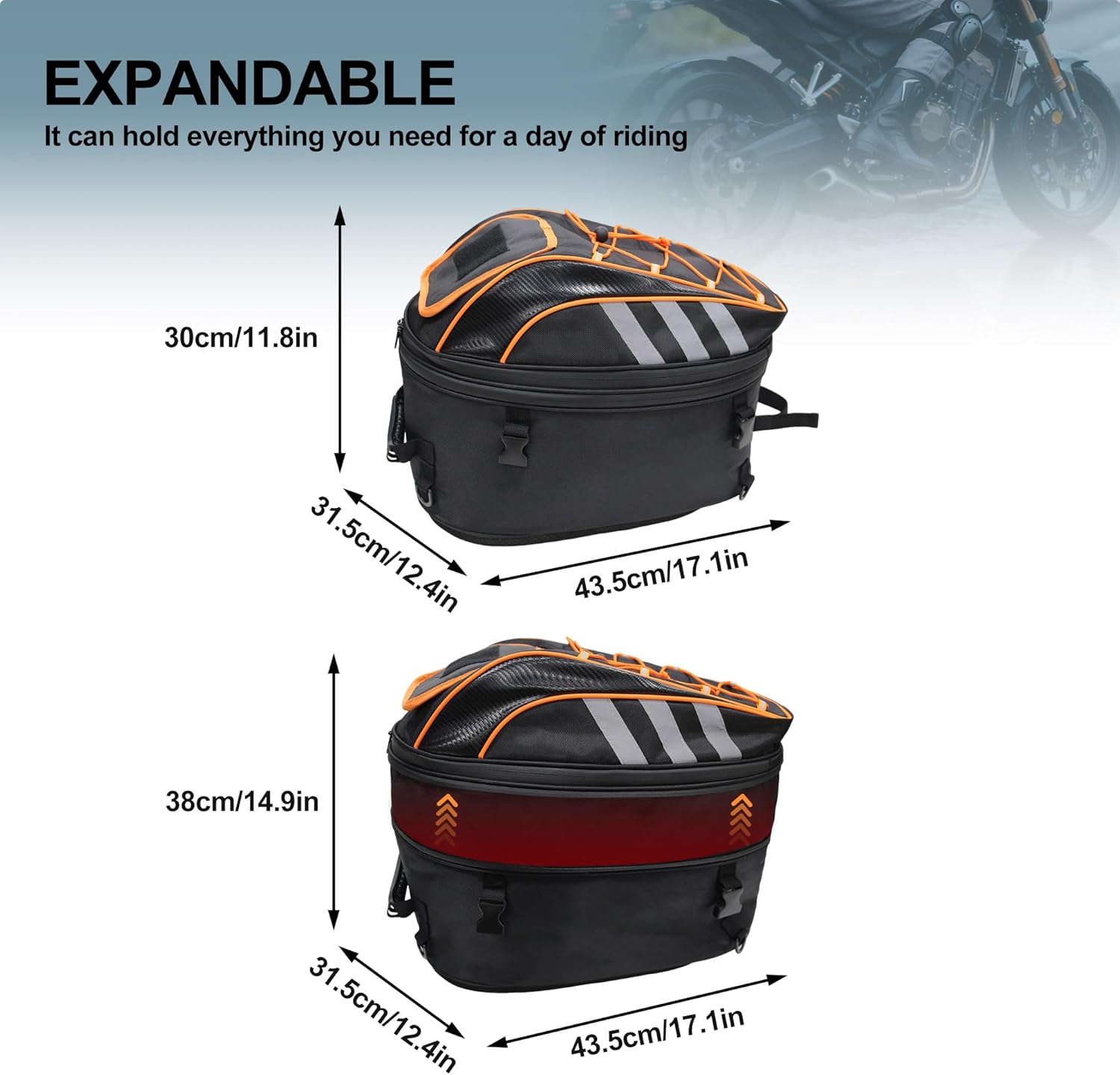 Waterproof Motorcycle Tail Bag Backpack, Large Capacity Motorbike Helmet Bag,Dual Use Luggages Storage Backpack - Image 6
