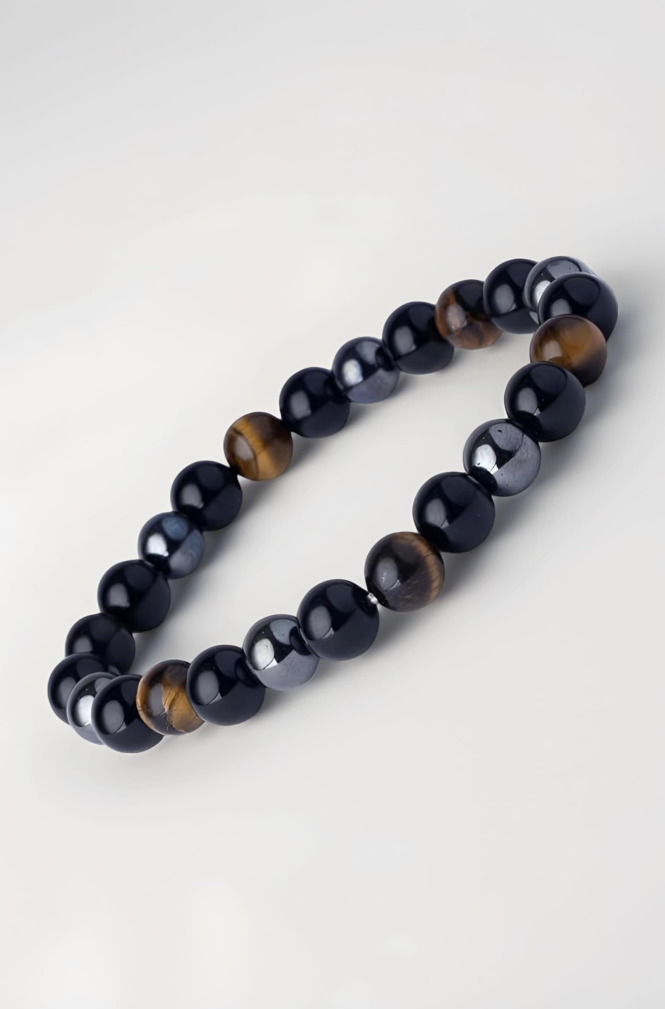 Triple Protection Hematite Black Obsidian Bracelet for Men & Women | Triple Protection Crystal Bracelet | Natural 8mm Gemstone Beads for Confidence, Grounding, Luck & Evil Eye Protection