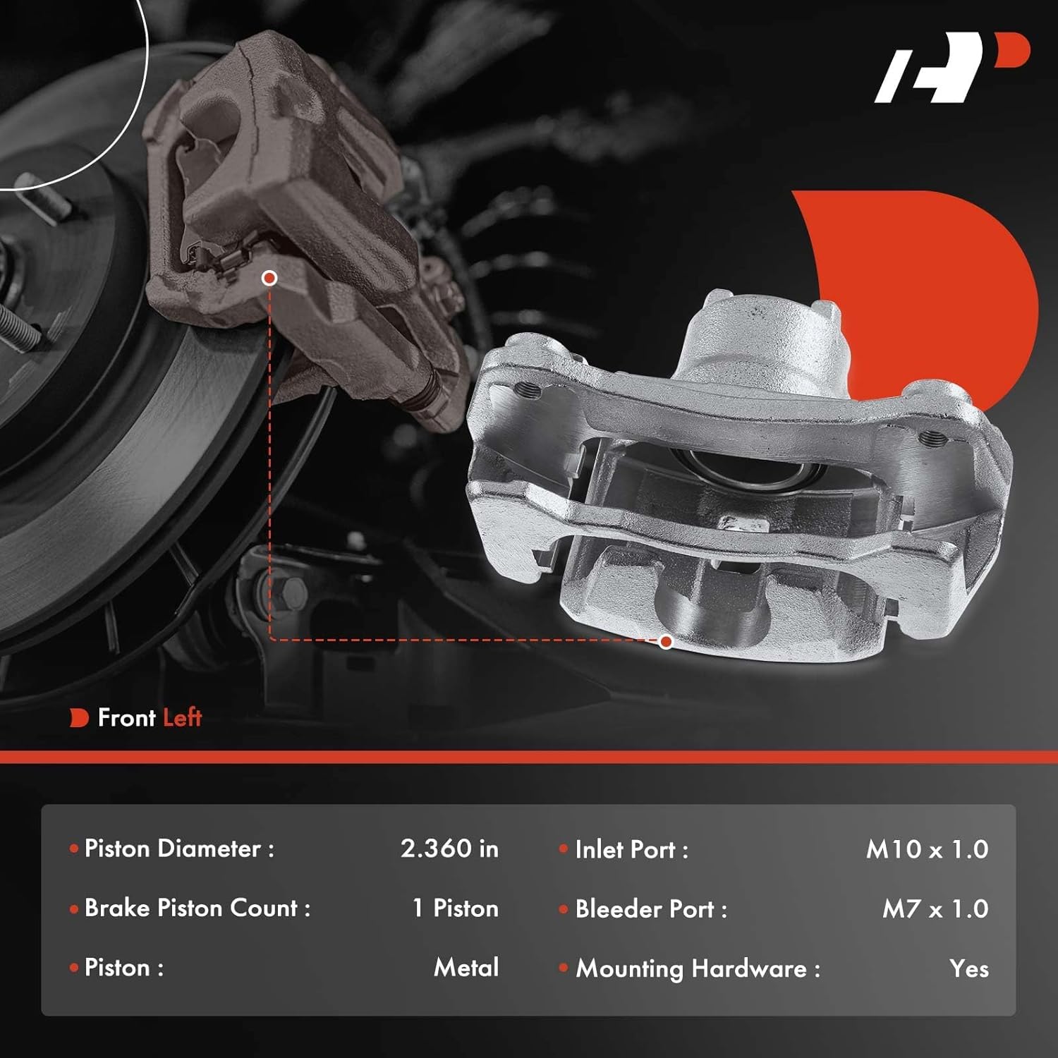 A-Premium Disc Brake Caliper Assembly with Bracket Compatible with Select Chrysler, Dodge and Mitsubishi Models - Sebring, Stratus, Eclipse 2001-2005, Galant 2001-2012 - Front Side