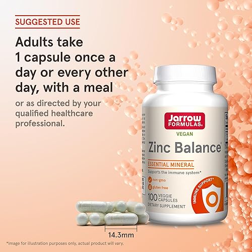 Miniatura 7 de Balance de zinc Jarrow Formulas, refuerza el sistema inmunológico y proporciona protección antioxidante, 100 cápsulas