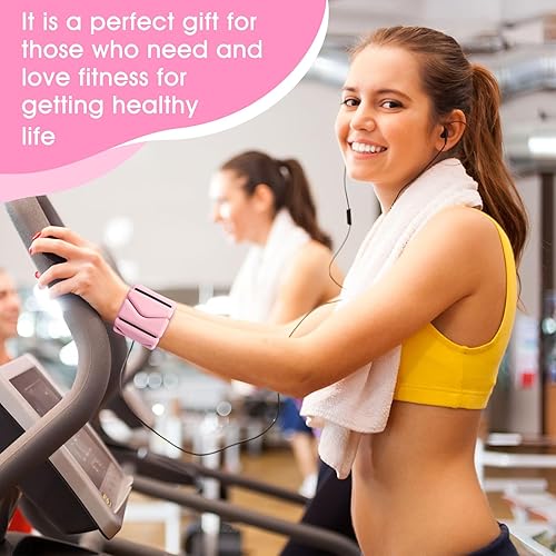 Miniatura 6 de Pesas de muñeca, pesas de muñeca y tobillo para mujer, brazaletes de silicona ajustables de 2 libras (1 libra cada uno), se adapta a yoga, pilates,