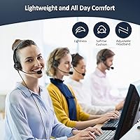 Vista 6 de AGPtek teléfono auricular monoaural, con cable, cancelación del ruido, centro de llamadas, manos libre y micrófono de karaoke inalámbrico portátil