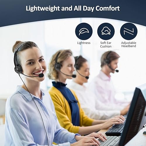 Miniatura 6 de AGPtek teléfono auricular monoaural, con cable, cancelación del ruido, centro de llamadas, manos libre y micrófono de karaoke inalámbrico portátil,