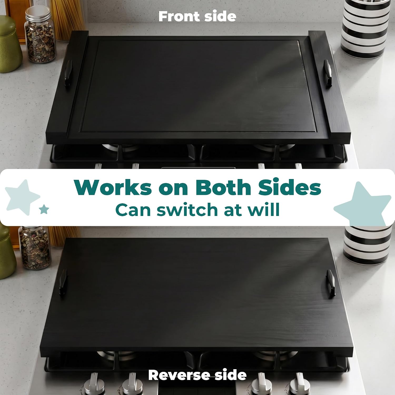 Homgava Noodle Board Stove Cover with Handles (Black)
