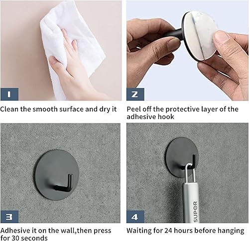 Miniatura 7 de Ganchos de ducha resistentes al agua para colgar esponjas, toallas, ropa, batas para baño, pared adhesiva extraíble, gancho de puerta de acero