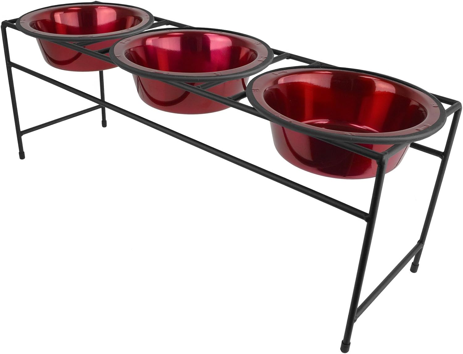 Platinum Pets Triple Diner Feeder with Stainless Steel Dog Bowls, 3.5 cup/28 oz, Cotton Candy Pink
