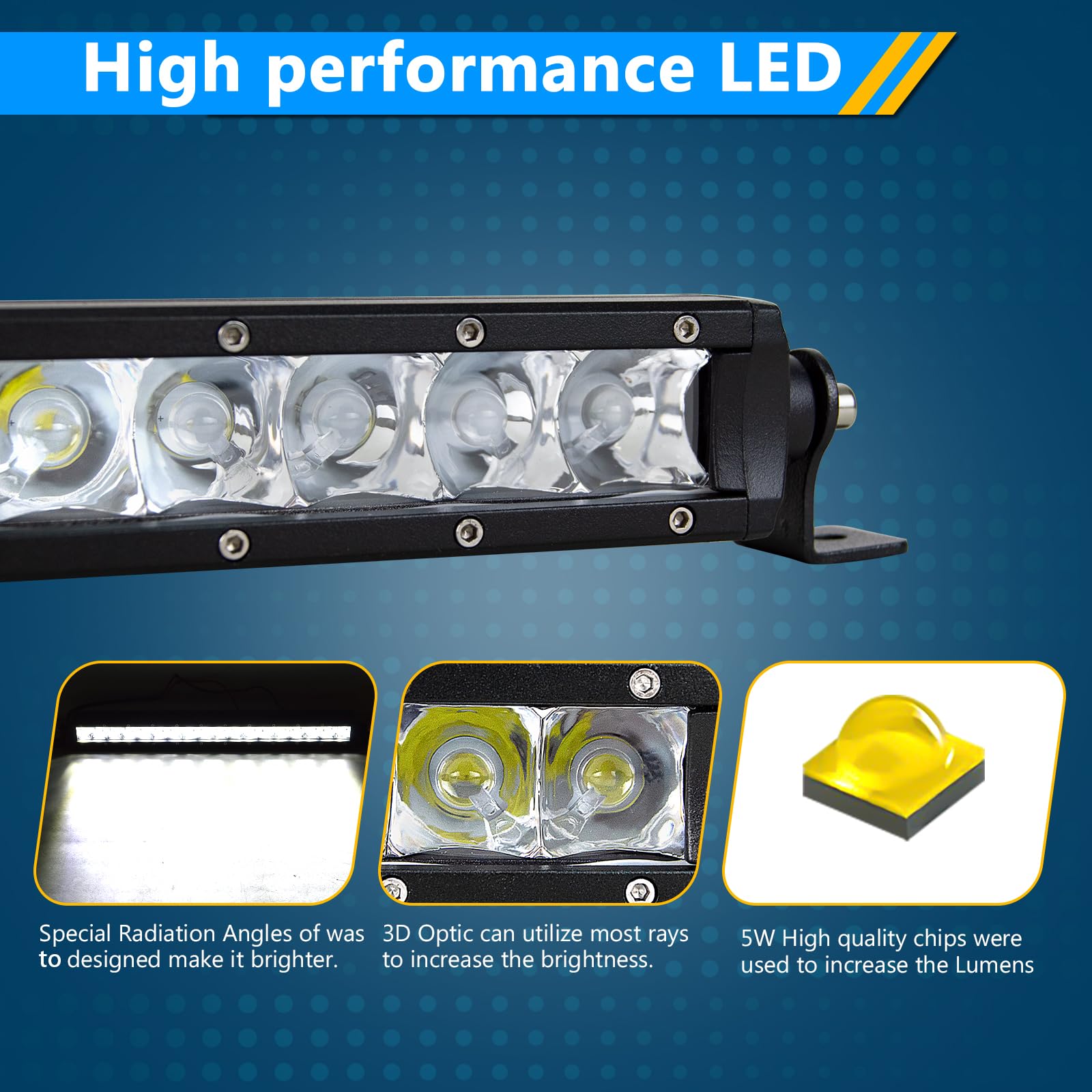 NAOEVO Slim Led Light Bar 12inch 160W Flood Spot Combo DRL Running Light For Truck SUV ATV Tractor Boat Offroad LED Bar 12V 24V