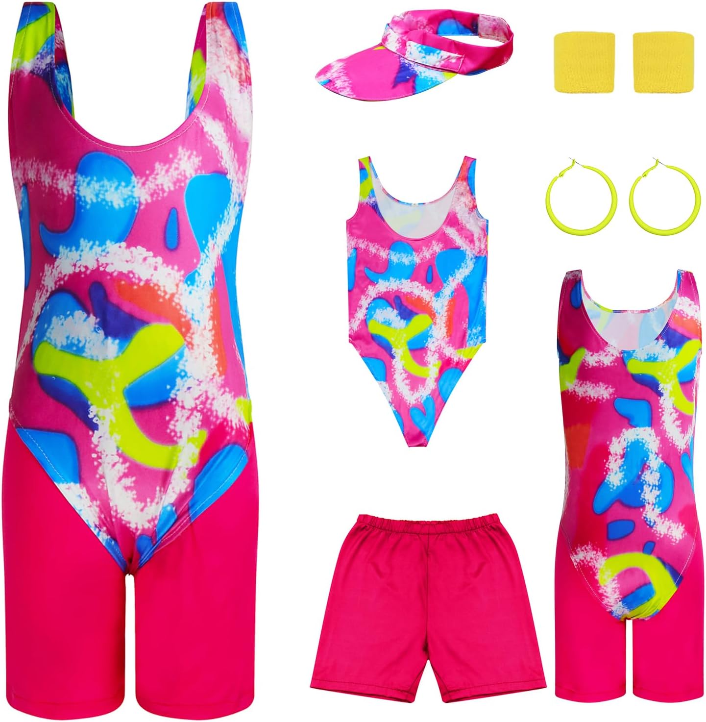 LILLIWEEN Girls 80s Workout Costume Kids Movie Party Halloween Dress Up Retro Halloween Cosplay Outfit