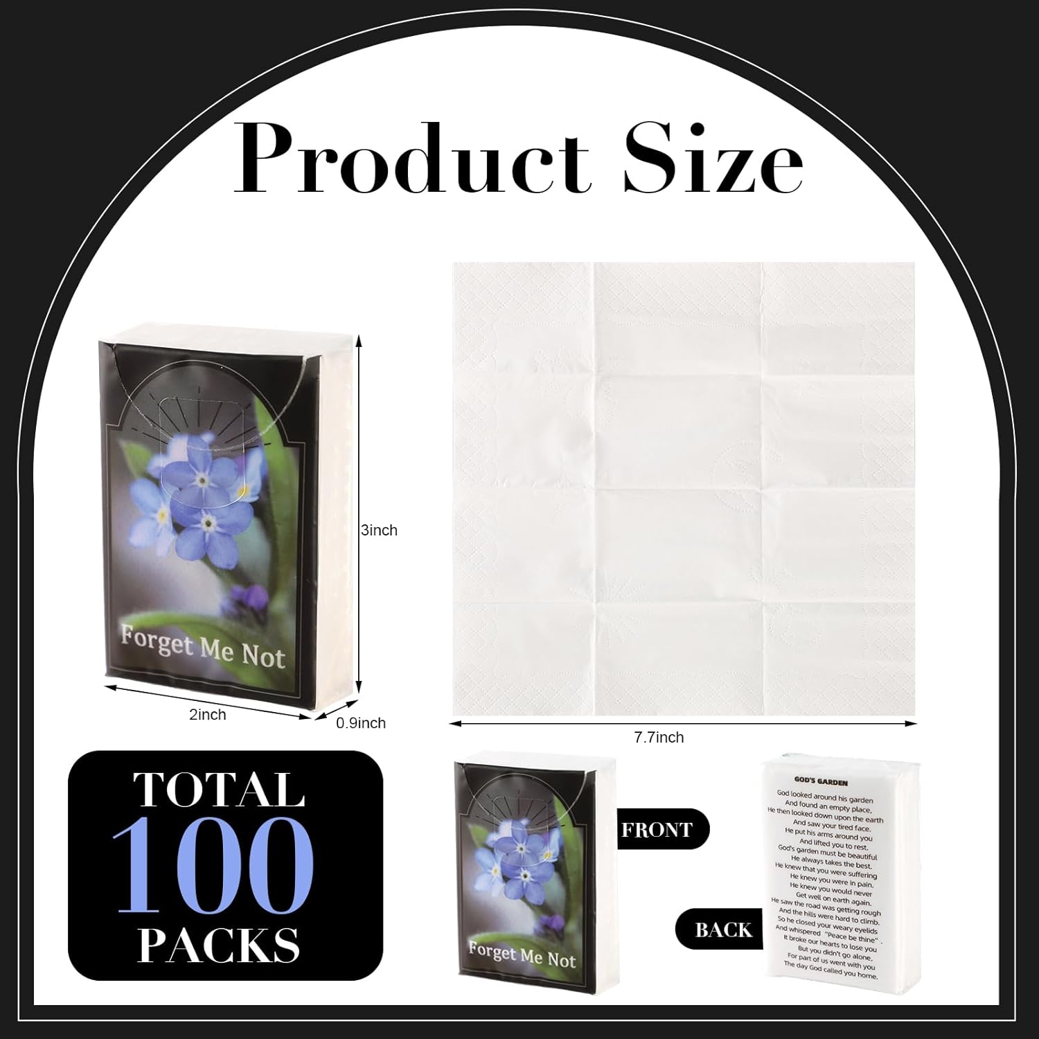 100 Pcs Bulk Memorial Facial Tissue Travel Packs,Funeral Tissues Packs Funeral Favor for Guests A Memorial Service,Dont Forget Me Pocket Tissues Celebration of Life Favors Ideas Funeral Decorations