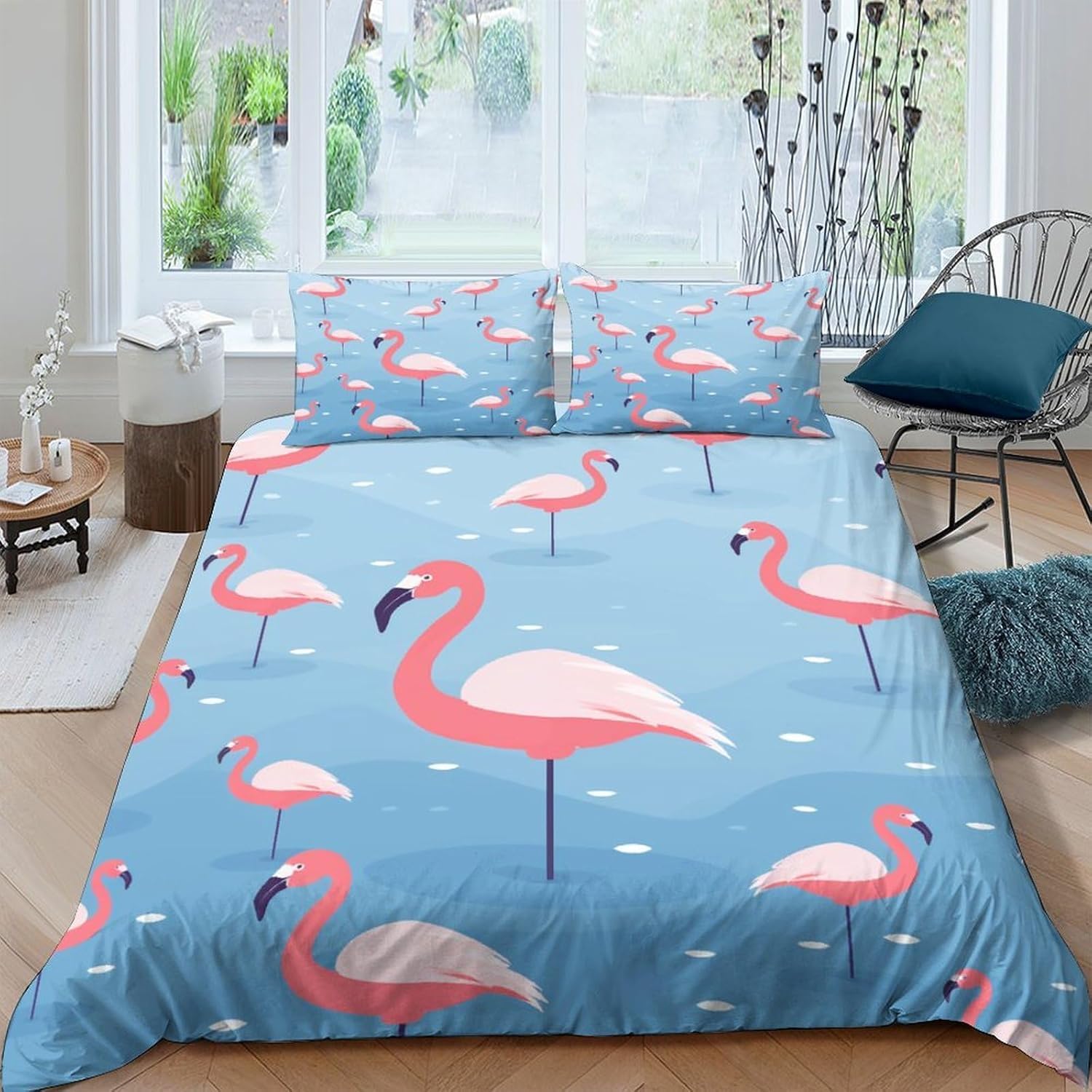 Housse de couette flamant 260x230 anti-allergique pour stopper les allergies de nuit