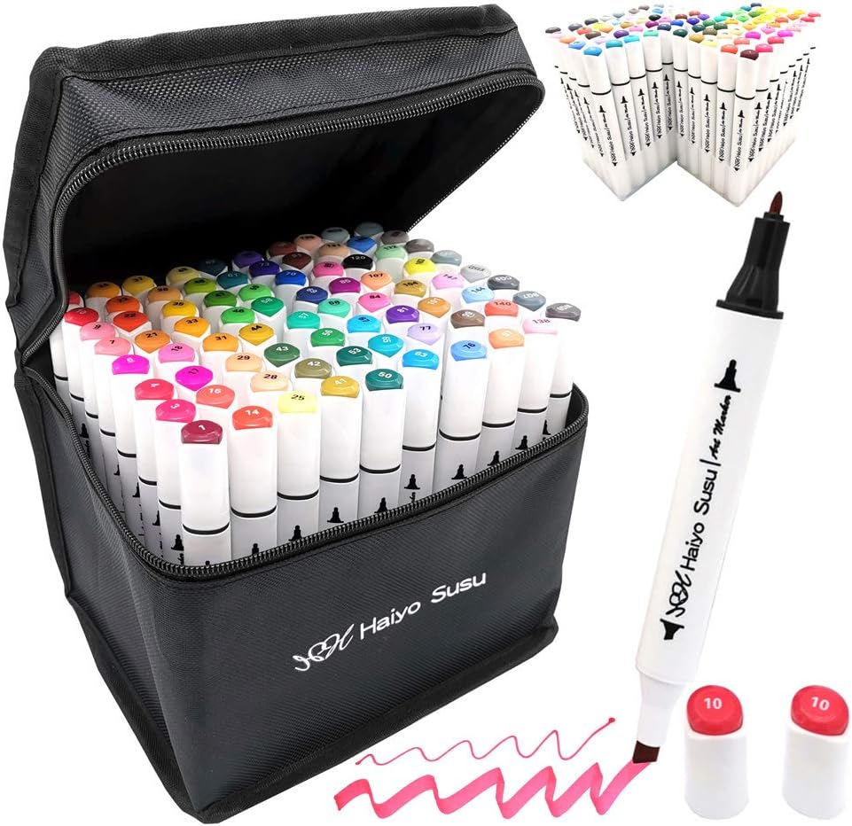 Haiyo Susu Alcohol Markers Set-80 Art Markers Touch New Markers, Marker Pens Twin Tip Text Marker Graffiti Markers Set for Students Kids Manga Artist