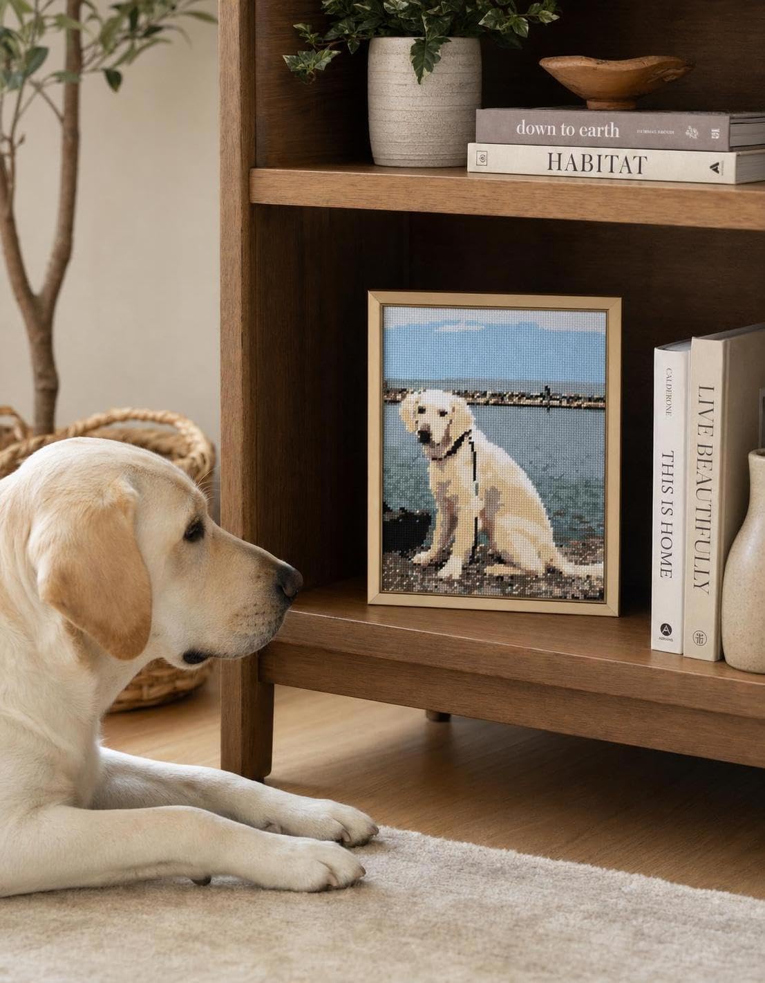 Pepita Needlepoint kit: Dog At River, 7" x 9"