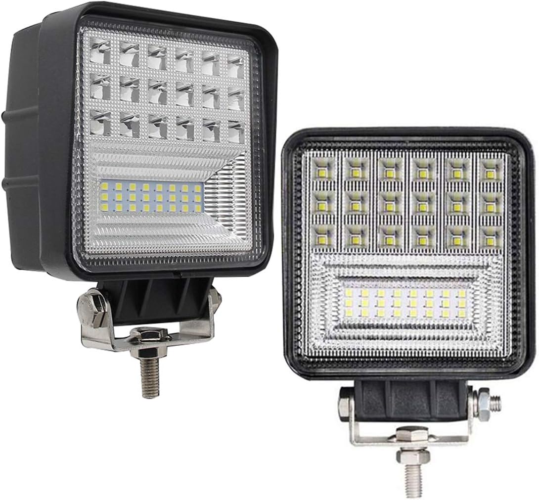 Willpower 2Pcs 4 Inch 126W Off Road Driving Lights Square LED Fog Light Spot Flood Combo Beam LED Cubes Work Lamps for Trucks Jeep Heavy Duty ATV UTV SUV Boat