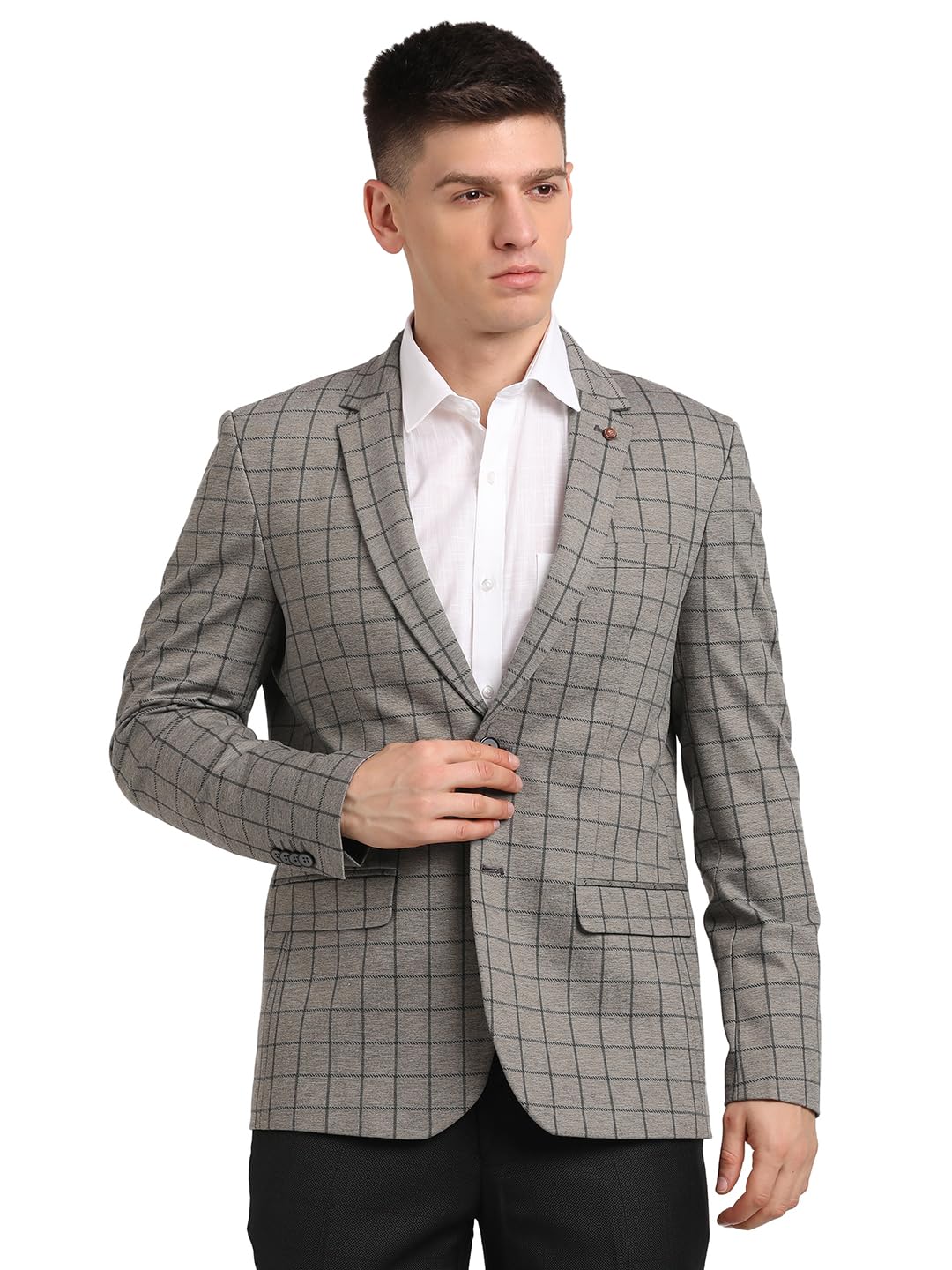 turtle Men Knitted Solid Grey Blazer-picture-28