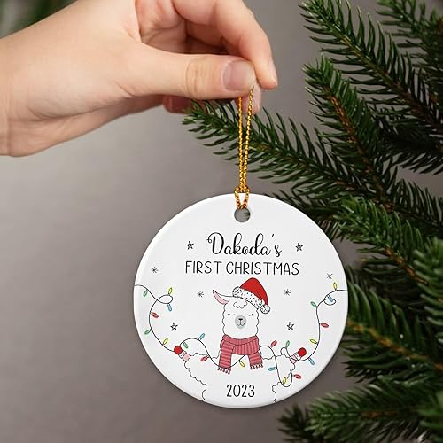 Miniatura 3 de Adorno de Navidad para el primer bebé, adorno personalizado de llama de bebé, recuerdo de adorno de Navidad de cerámica para bebé, decoración