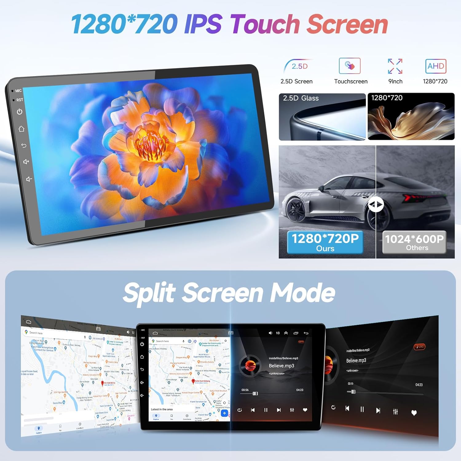 2+32GB Android Car Stereo for Honda Civic 2013 2014 2015 2016 2017 - KuTaiTai 9 Inch IPS Touch Screen Radio for Civic with Carplay, Android Auto, Mirrorlink, Bluetooth, in-Dash GPS, FM, SWC + CANBUS