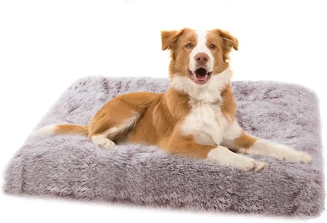 Dog Bed Crate Mattress Medium - Washable Soothing Calming Puppy Mat Clearance with Anti Anxiety Relief Stress - Comfort Fluffy Cosy Improved Sleep Plush Anti-Slip Bottom Luxury Pet Cushion Cat Pad