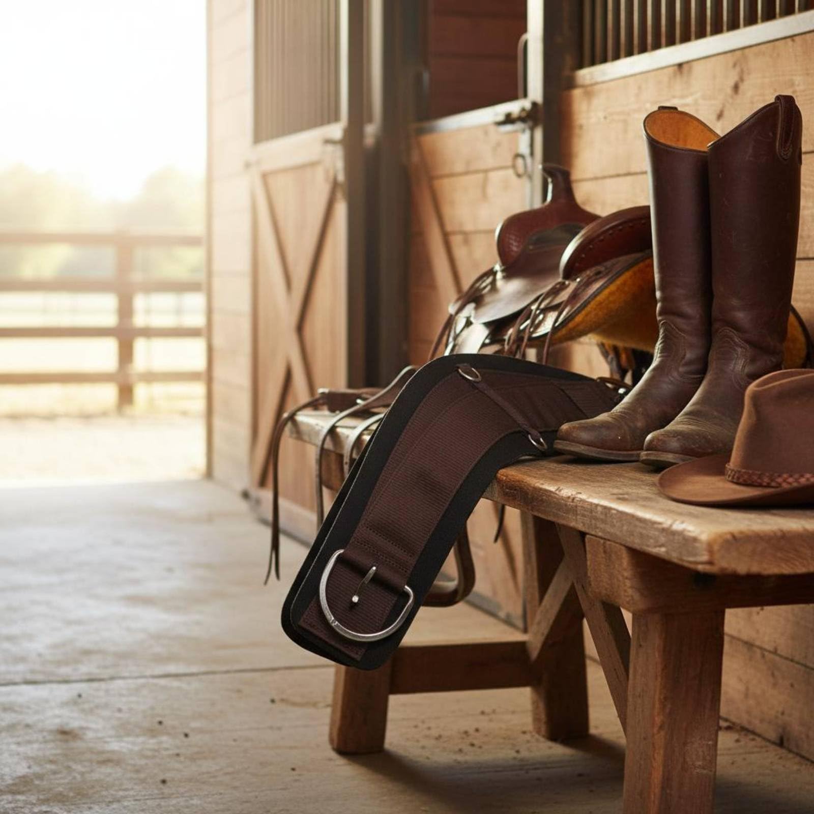 Western Saddle Girth Cinghia da Sella Occidentale Cinch Fascia da Equitazione Cintura da Sella Imbottita con Fibbie in Acciaio Inox Antiscivolo Comoda