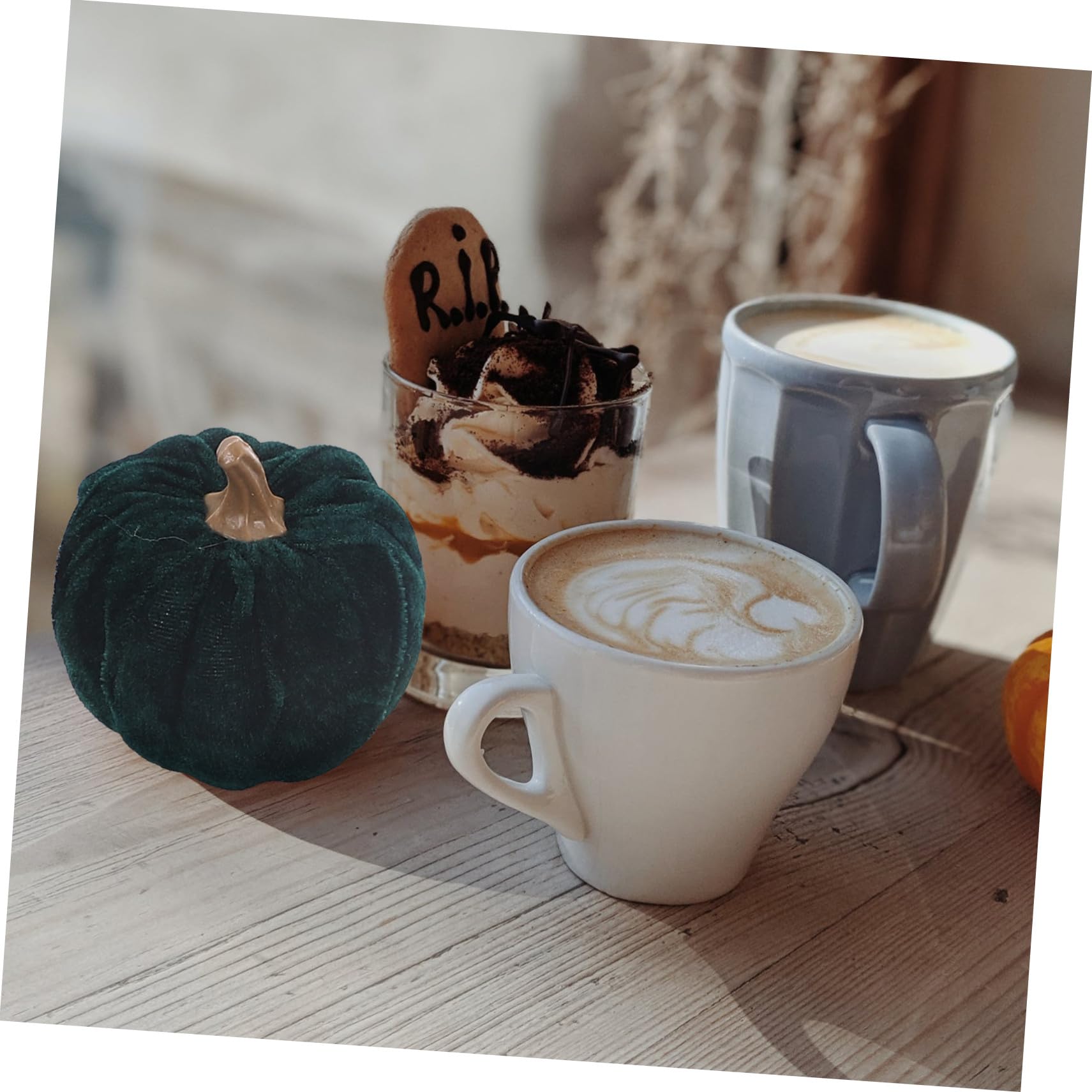 5pezzi Zucca Artificiale per Halloween Zucca Decorativa per Ringraziamento Ornamento Reale Accessorio Fotografico
