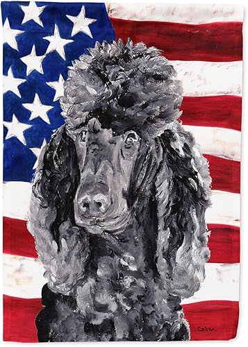 Miniatura 161 de Caroline's Treasures SS4017GF Bandera de Estados Unidos con Bulldog Inglés para jardín, bandera decorativa para patio exterior, patio, parterres,