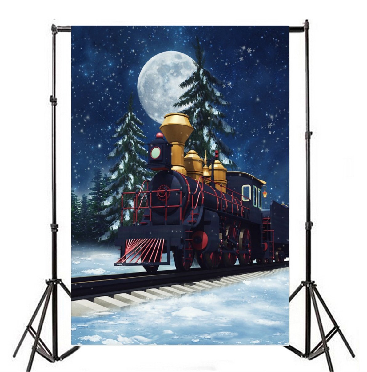 Christmas Backdrop Winter Wonderland North Pole Forest Snowy Xmas 7X5FT